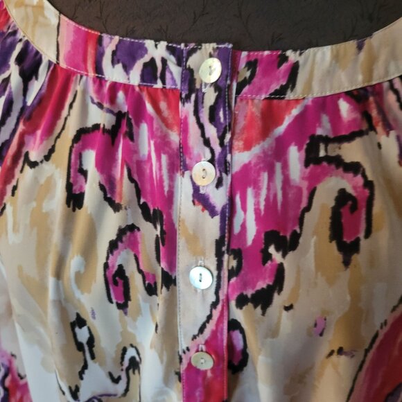Chicos Womens Size 2 Multicolor Abstract Print Button-Front Blouse Large - Picture 2 of 8